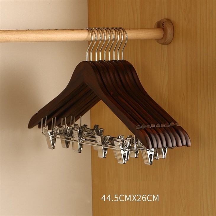 Wooden Hotel Hanger With Clips